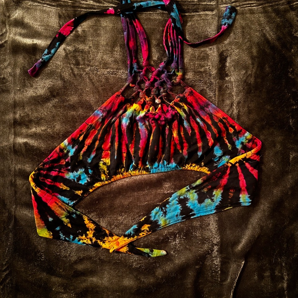 Colorful Tie-Dye Halter Top handmade